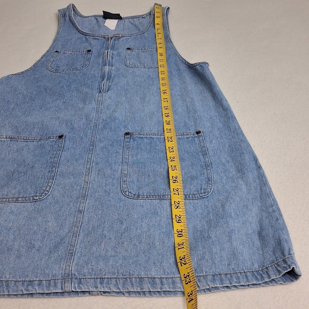 Denim Overall Pinafore Vintage Apron Style Jumper Dress Sleeveless Cottage S - Picture 6 of 14